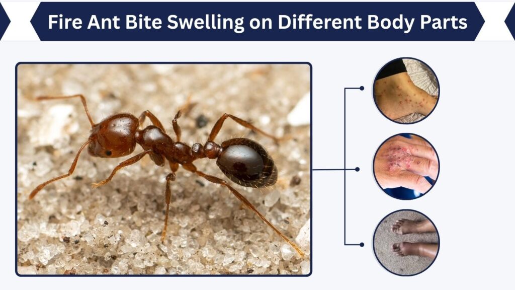 Fire Ant Bite Swelling on Different Body Parts