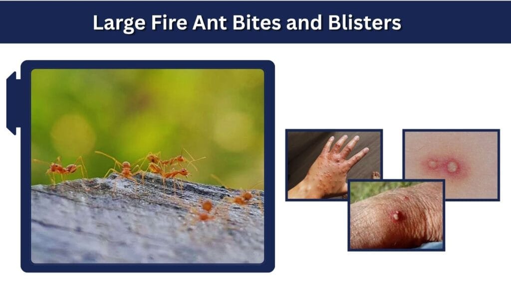 Large Fire Ant Bites and Blisters