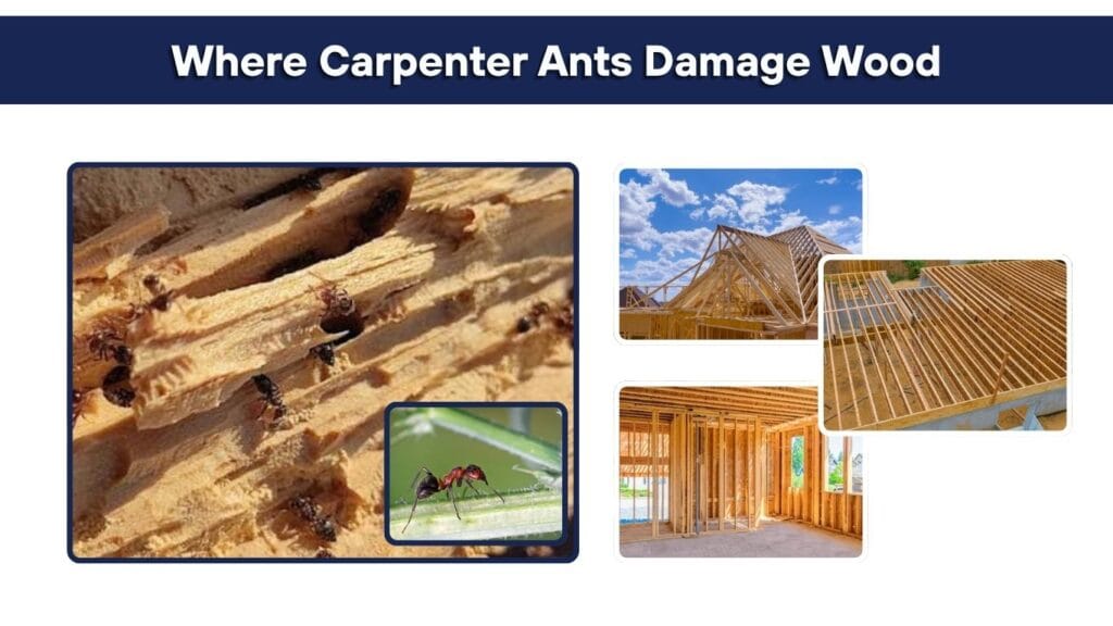 Where Carpenter Ants Damage Wood